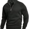 Men Half Zipper High Neck Fleece Sweatshirt
