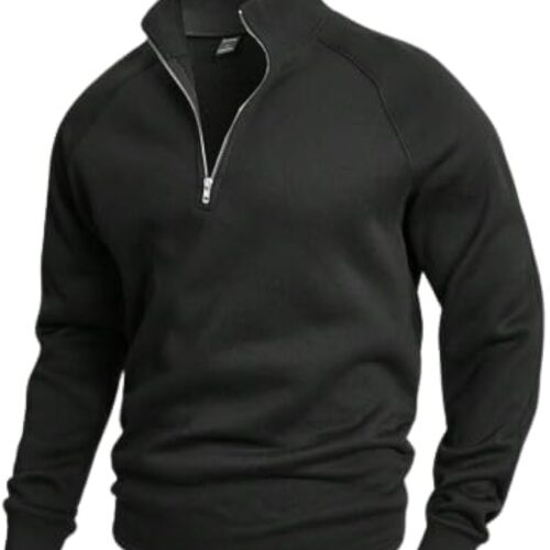 Men Half Zipper High Neck Fleece Sweatshirt