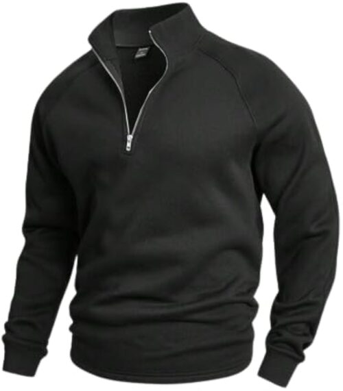 Men Half Zipper High Neck Fleece Sweatshirt