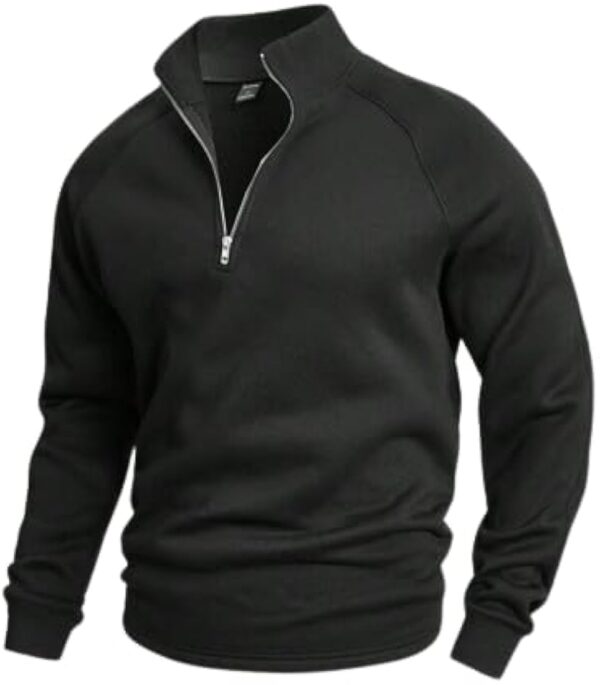 Men Half Zipper High Neck Fleece Sweatshirt