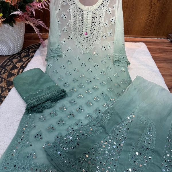 Georgette Buti Jaal Kurti  Set